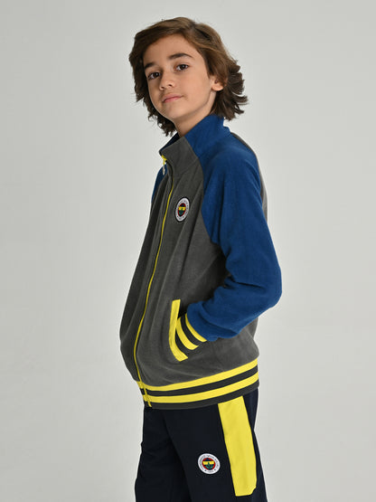 Fenerbahçe Gri Tribün Reglan Kol Detaylı Çocuk Sweatshirt
