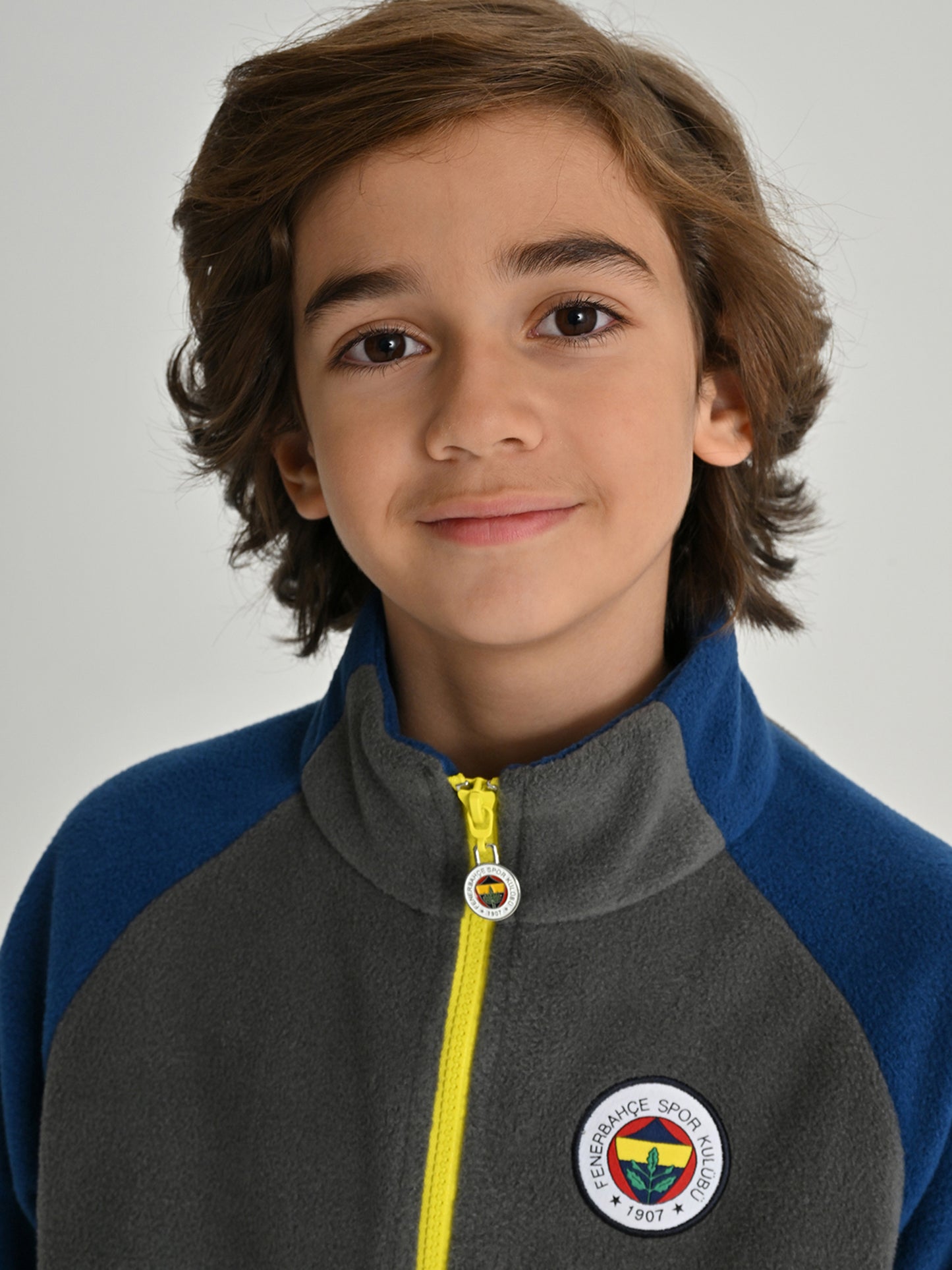 Fenerbahçe Gri Tribün Reglan Kol Detaylı Çocuk Sweatshirt