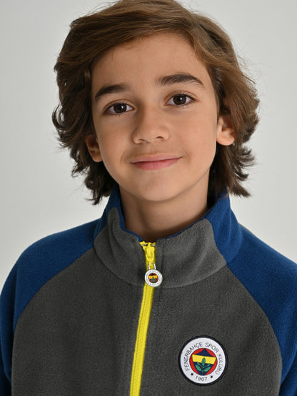 Fenerbahçe Gri Tribün Reglan Kol Detaylı Çocuk Sweatshirt