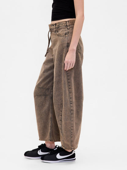 Kahverengi High Rise Ultrasoft Horseshoe Jean Pantolon