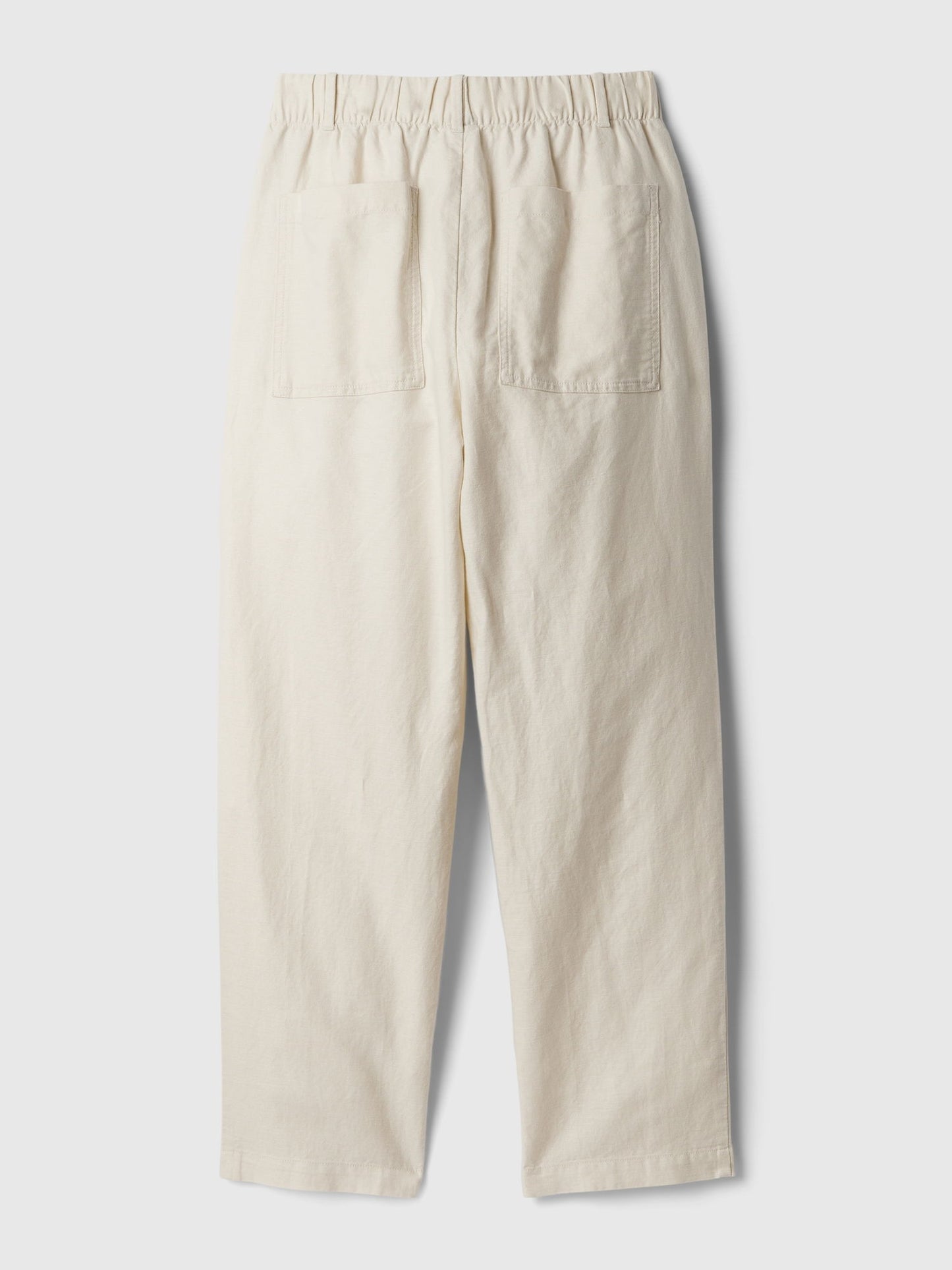 Bej High Rise Keten Karışımlı Pull-on Pantolon