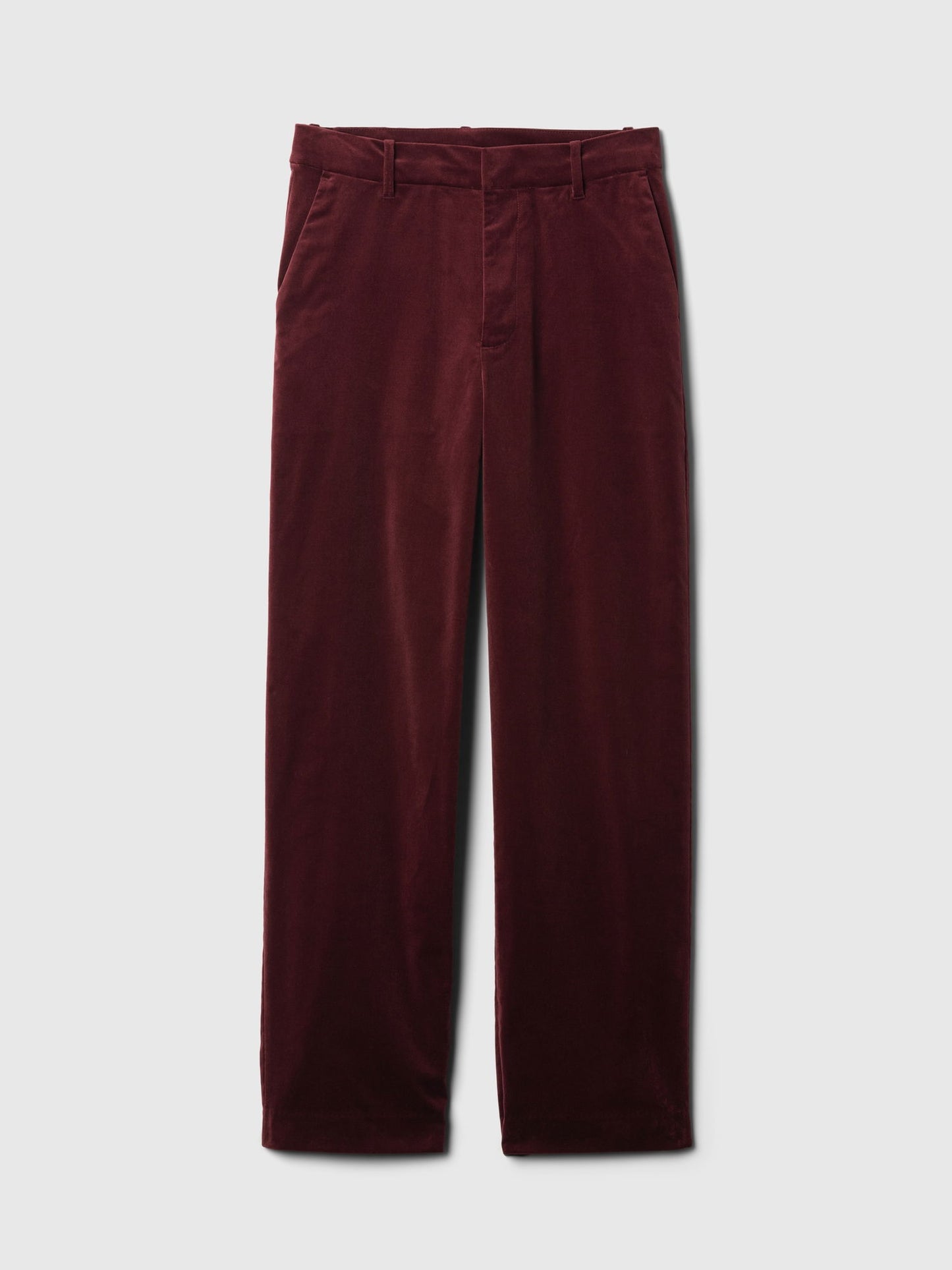 Bordo High Rise Kadife Straight Pantolon