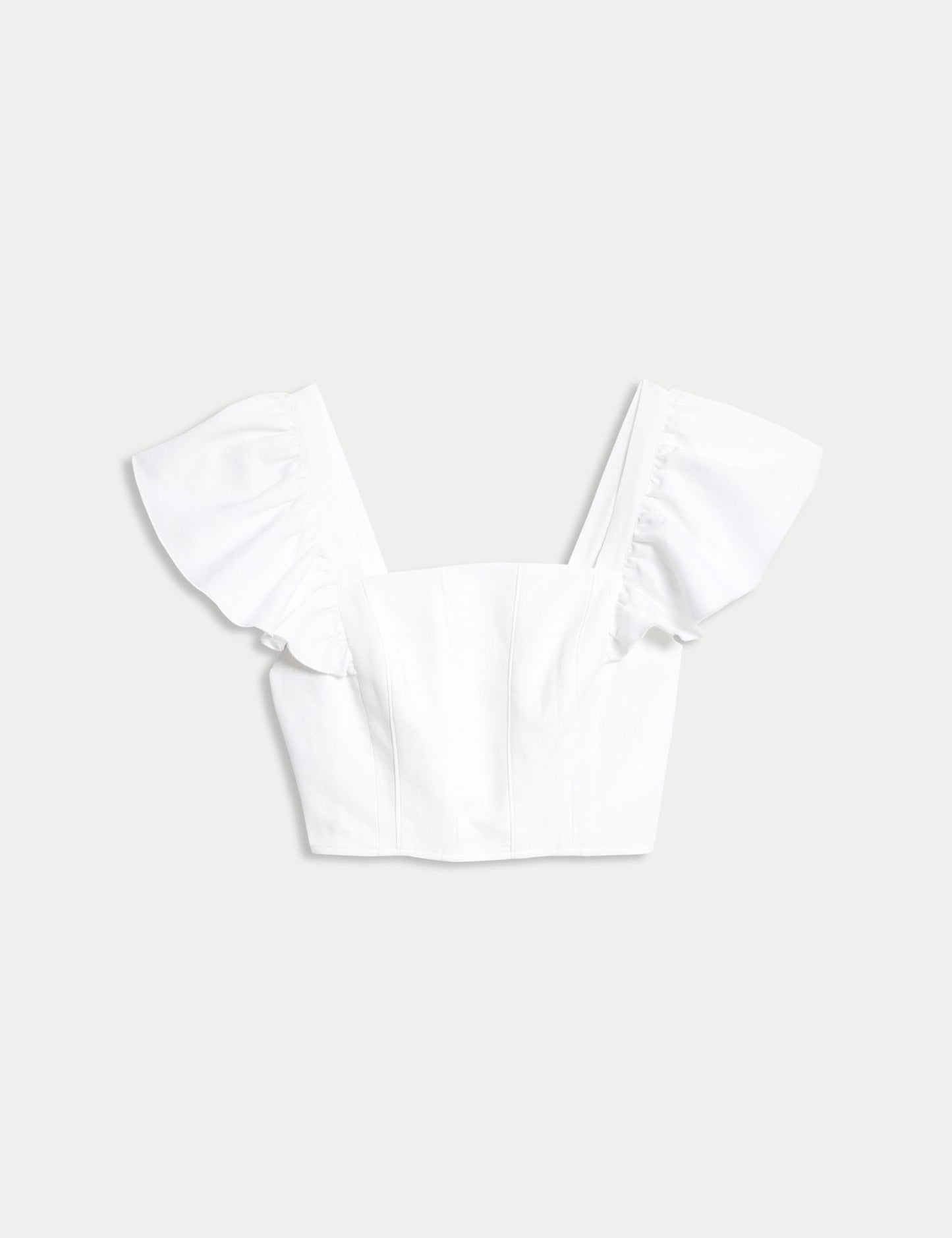 Keten Karışımlı Regular Fit Crop Top