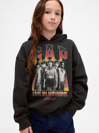 Siyah Stranger Things Vintagesoft Grafik Baskılı Sweatshirt