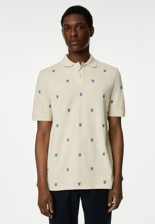 Saf Pamuklu Kısa Kollu Polo Yaka T-shirt