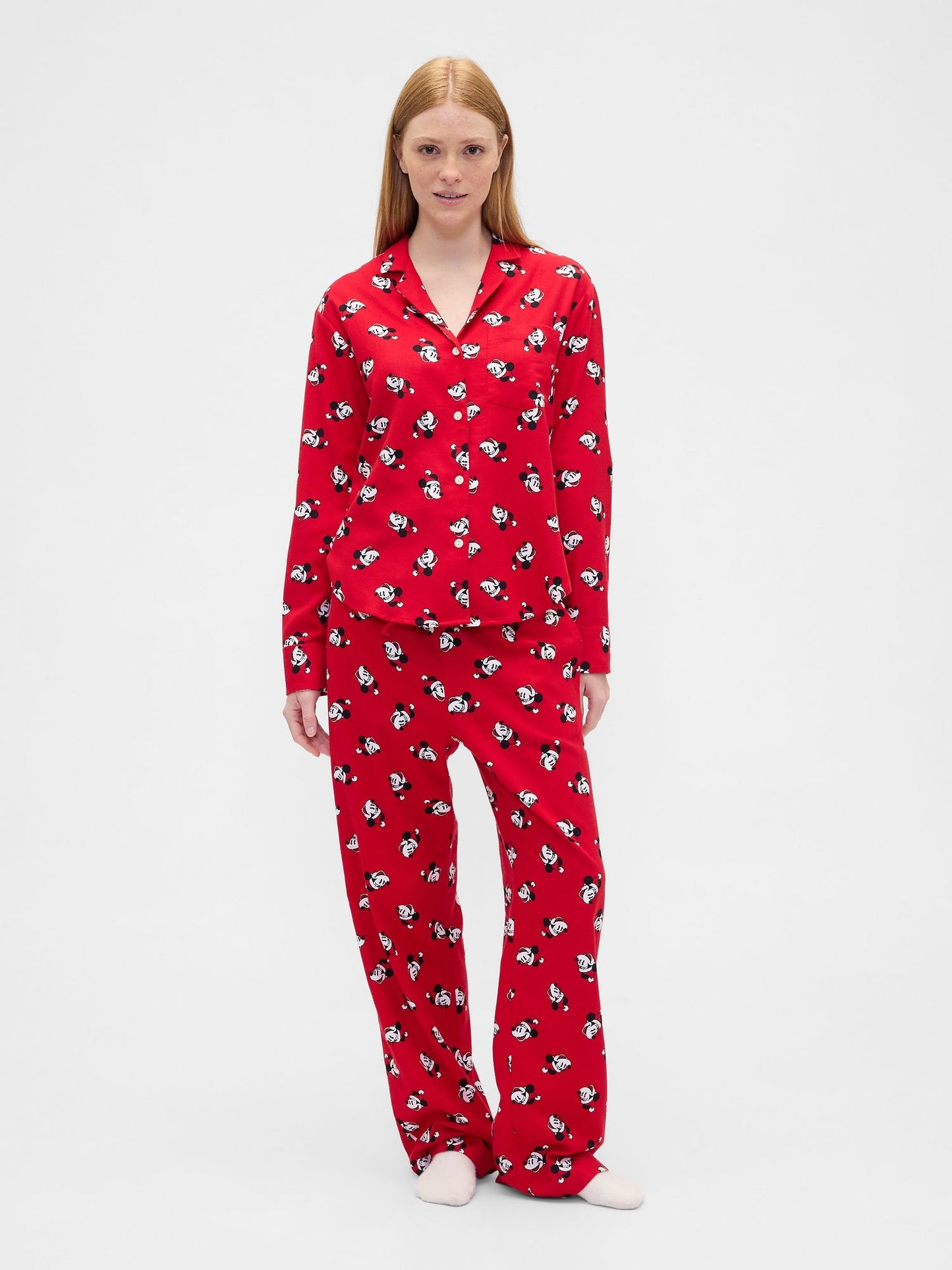 Kırmızı Gap × Disney Relaxed Flannel Pijama Üstü