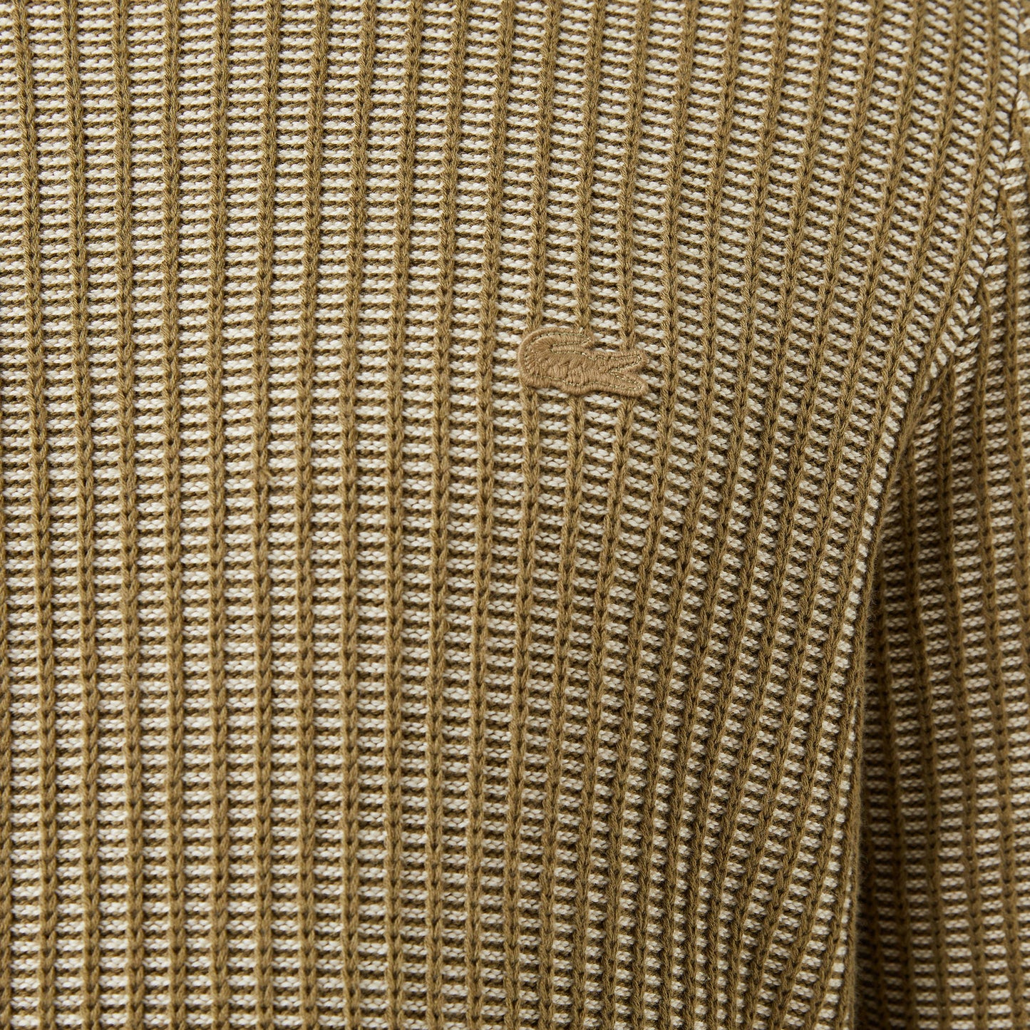 Lacoste Erkek Classic Fit Bisiklet Yaka Desenli Haki Kazak