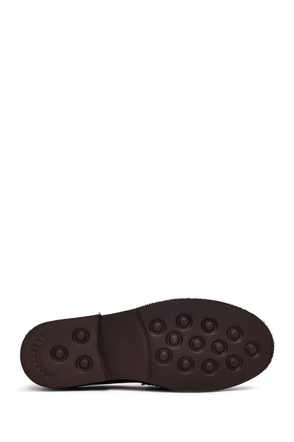 Kadın Kahverengi Tokalı Deri Loafer