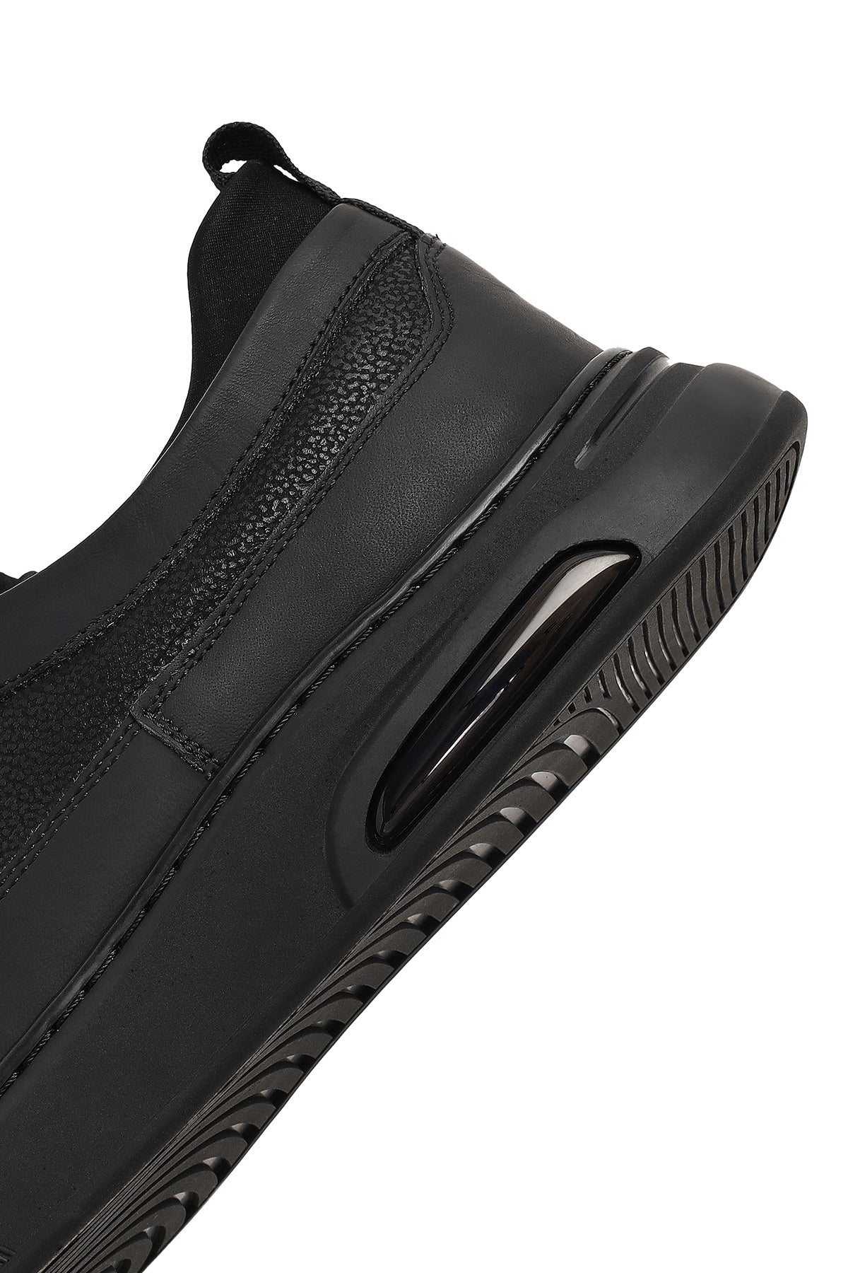 Erkek Siyah Bağcıklı Kalın Tabanlı Deri Sneaker