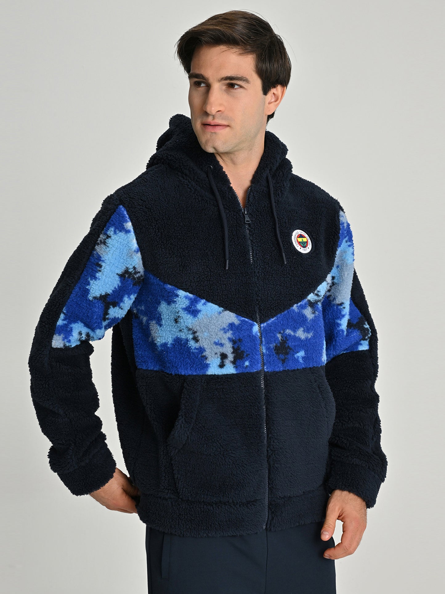 Fenerbahçe Lacivert Tribün Kamuflajlı Peluş Erkek Sweatshirt