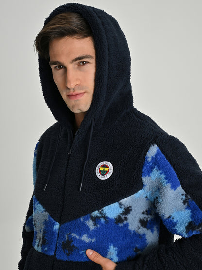 Fenerbahçe Lacivert Tribün Kamuflajlı Peluş Erkek Sweatshirt