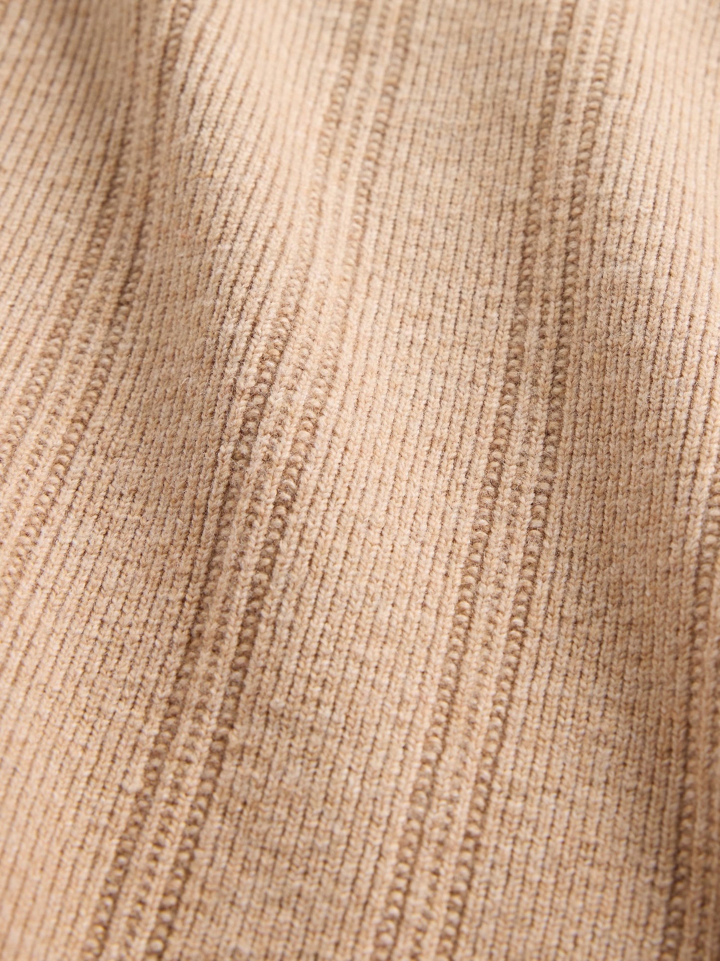 Açık Kahverengi Cashsoft Ribbed Bisiklet Yaka Kazak