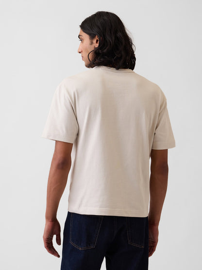 Kırık Beyaz Heavyweight Crop T-shirt