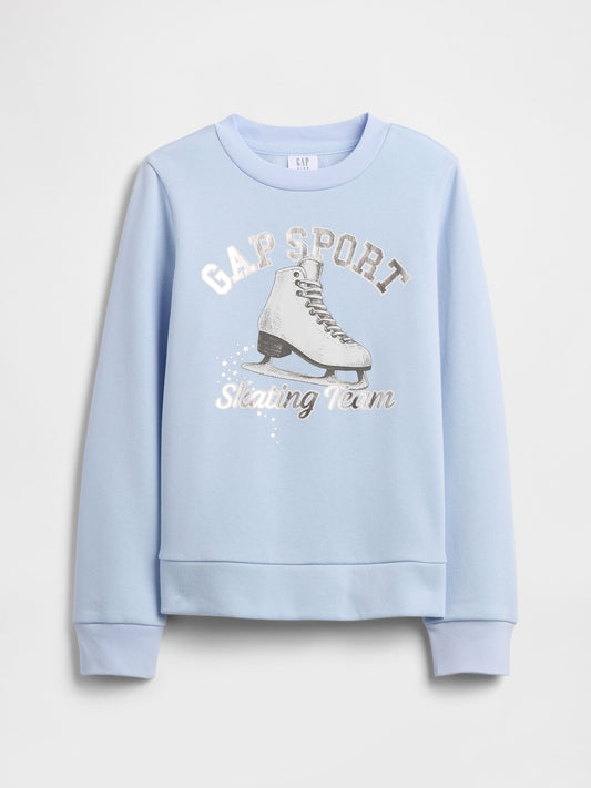 Açık Mavi Grafik Logo Baskılı Sweatshirt