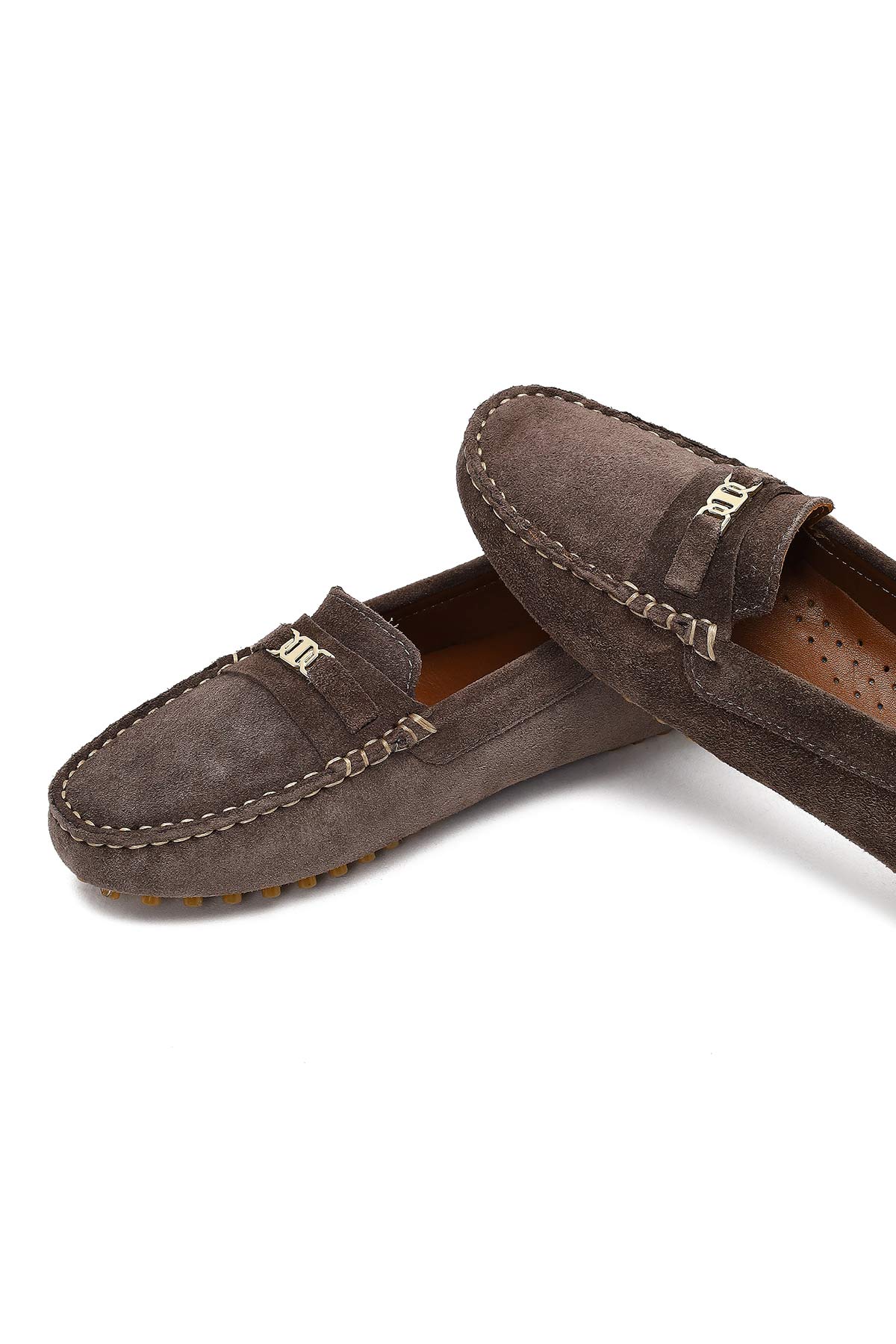Kadın Vizon Tokalı Süet Deri Loafer