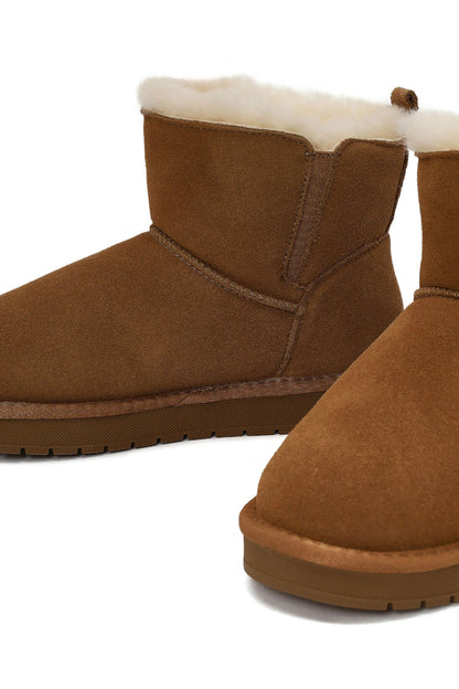 Kadın Camel Süet Deri Teddy Bot
