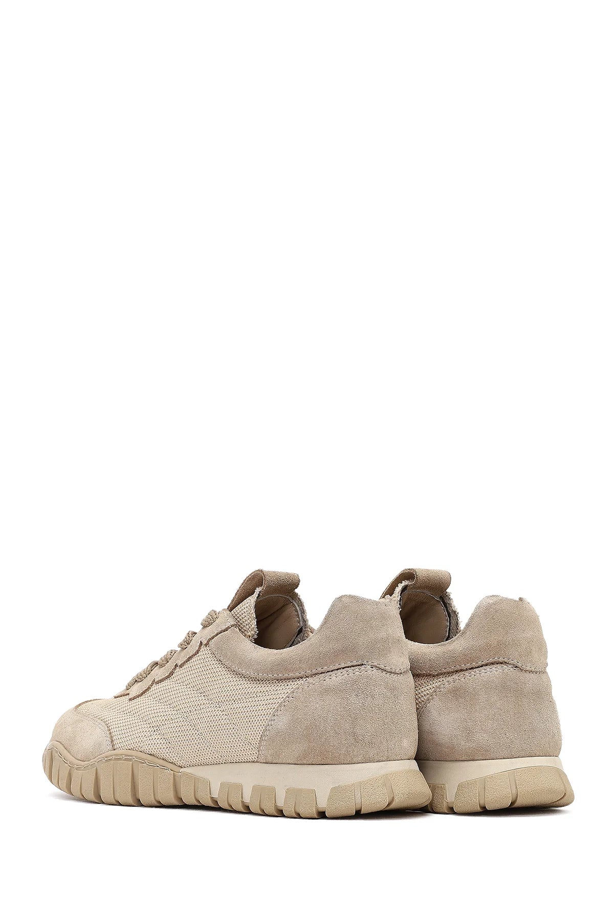 Kadın Bej Bağcıklı Deri Sneaker