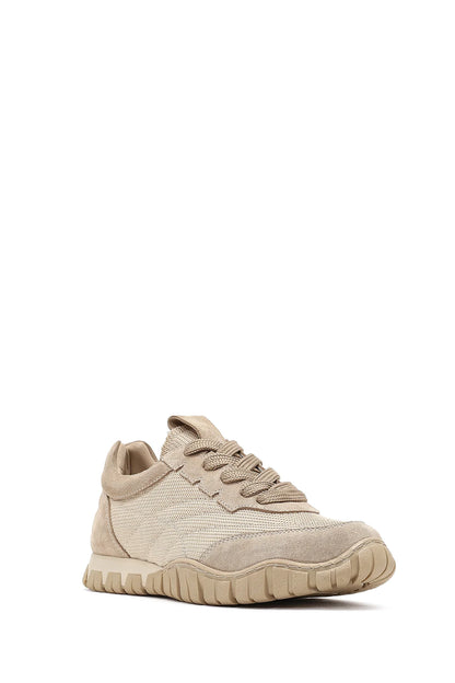 Kadın Bej Bağcıklı Deri Sneaker