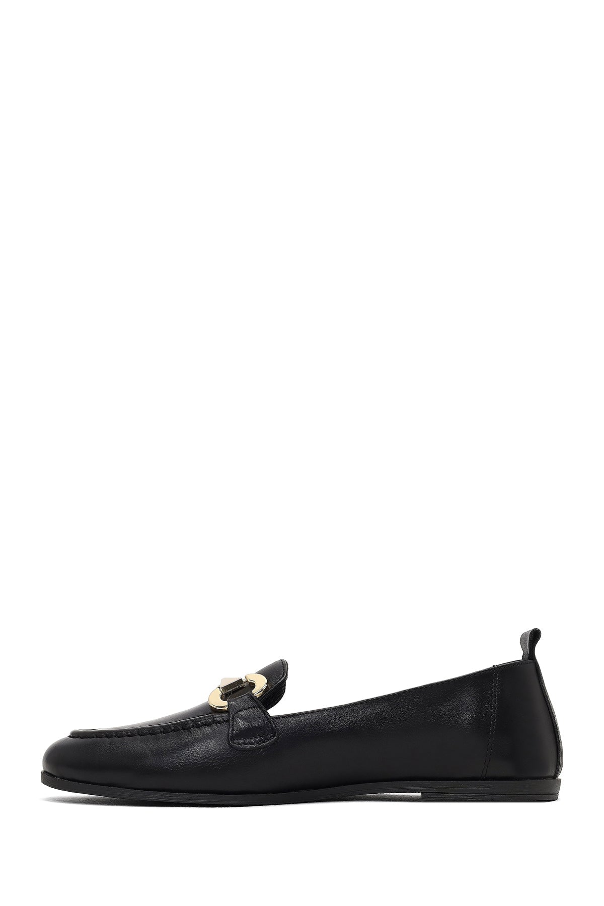 Kadın Siyah Tokalı Deri Loafer
