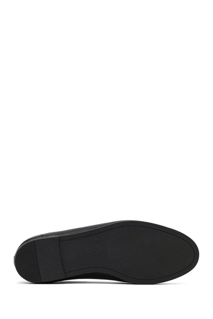 Kadın Siyah Tokalı Deri Loafer