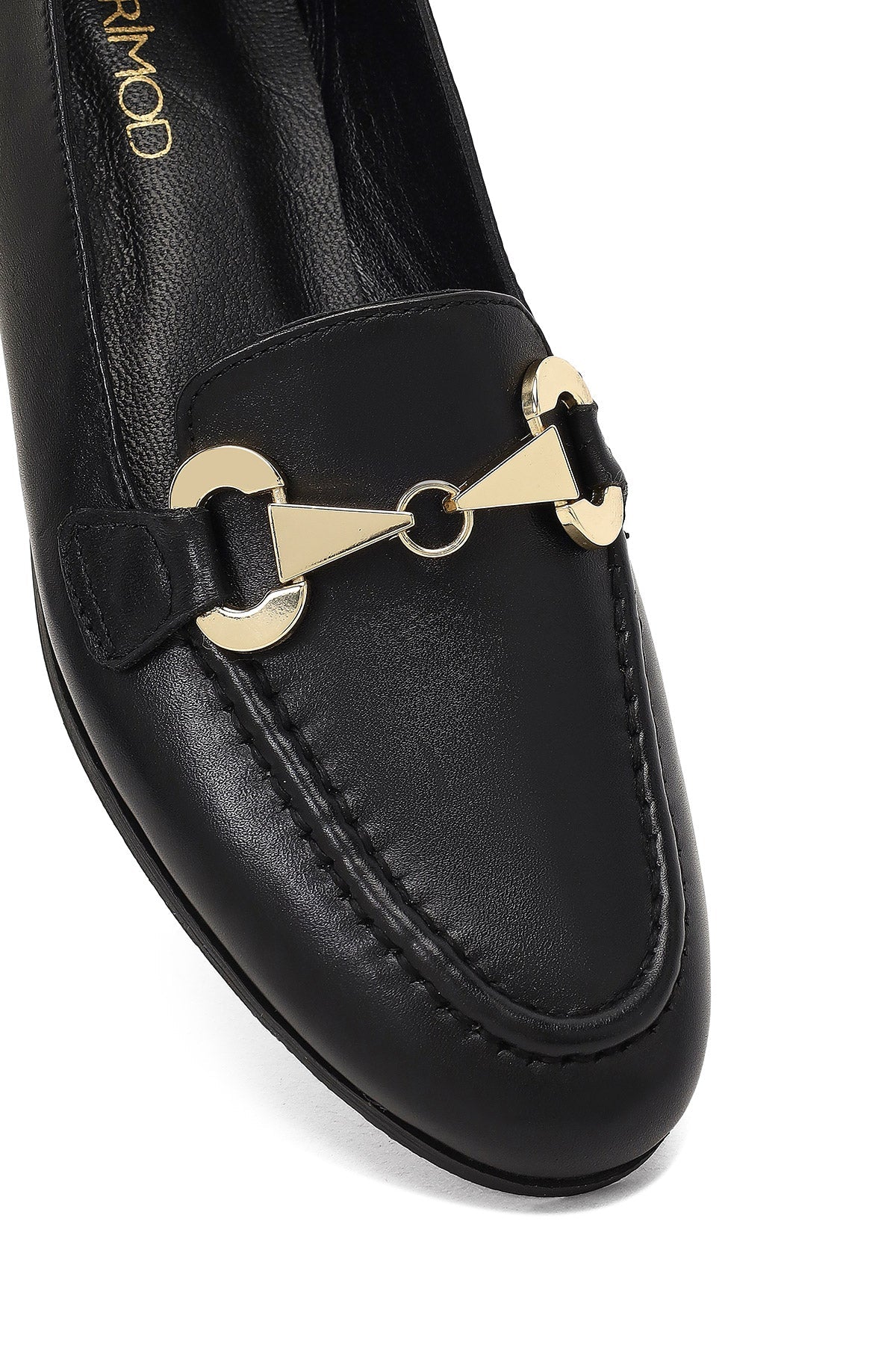 Kadın Siyah Tokalı Deri Loafer