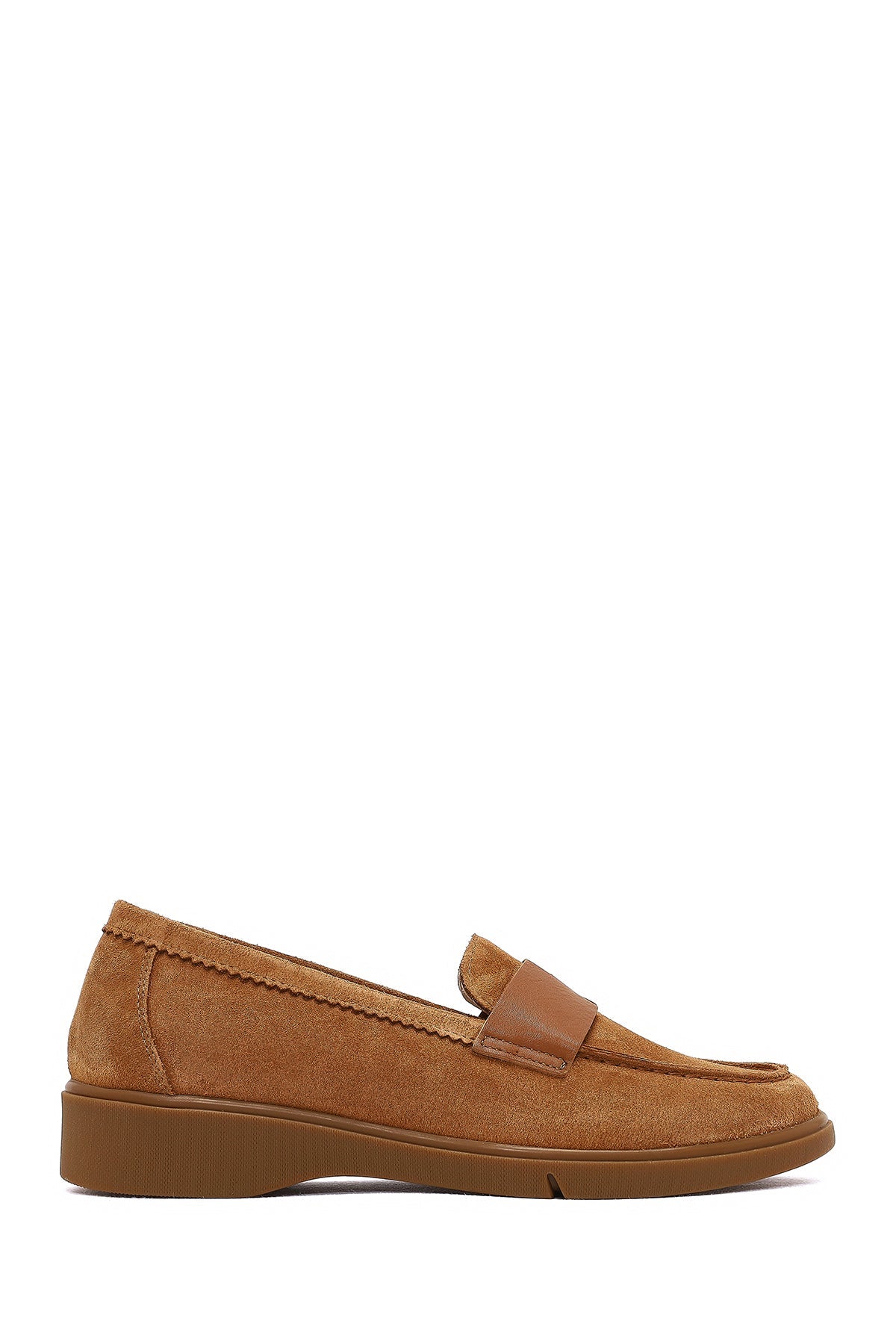 Kadın Taba Süet Deri Comfort Loafer