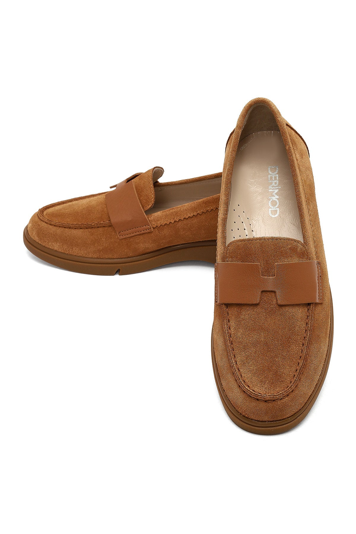 Kadın Taba Süet Deri Comfort Loafer