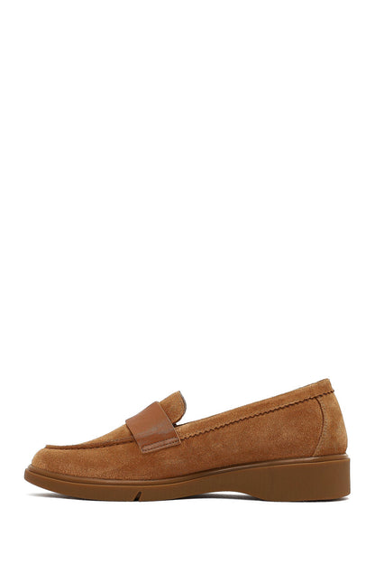 Kadın Taba Süet Deri Comfort Loafer