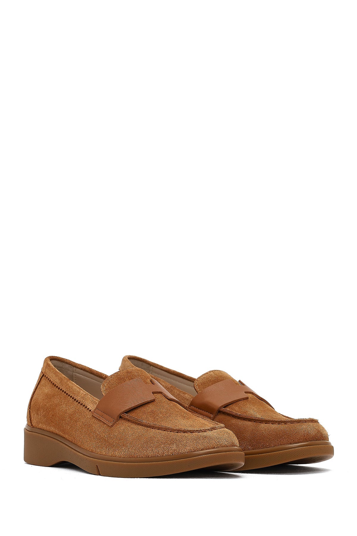 Kadın Taba Süet Deri Comfort Loafer
