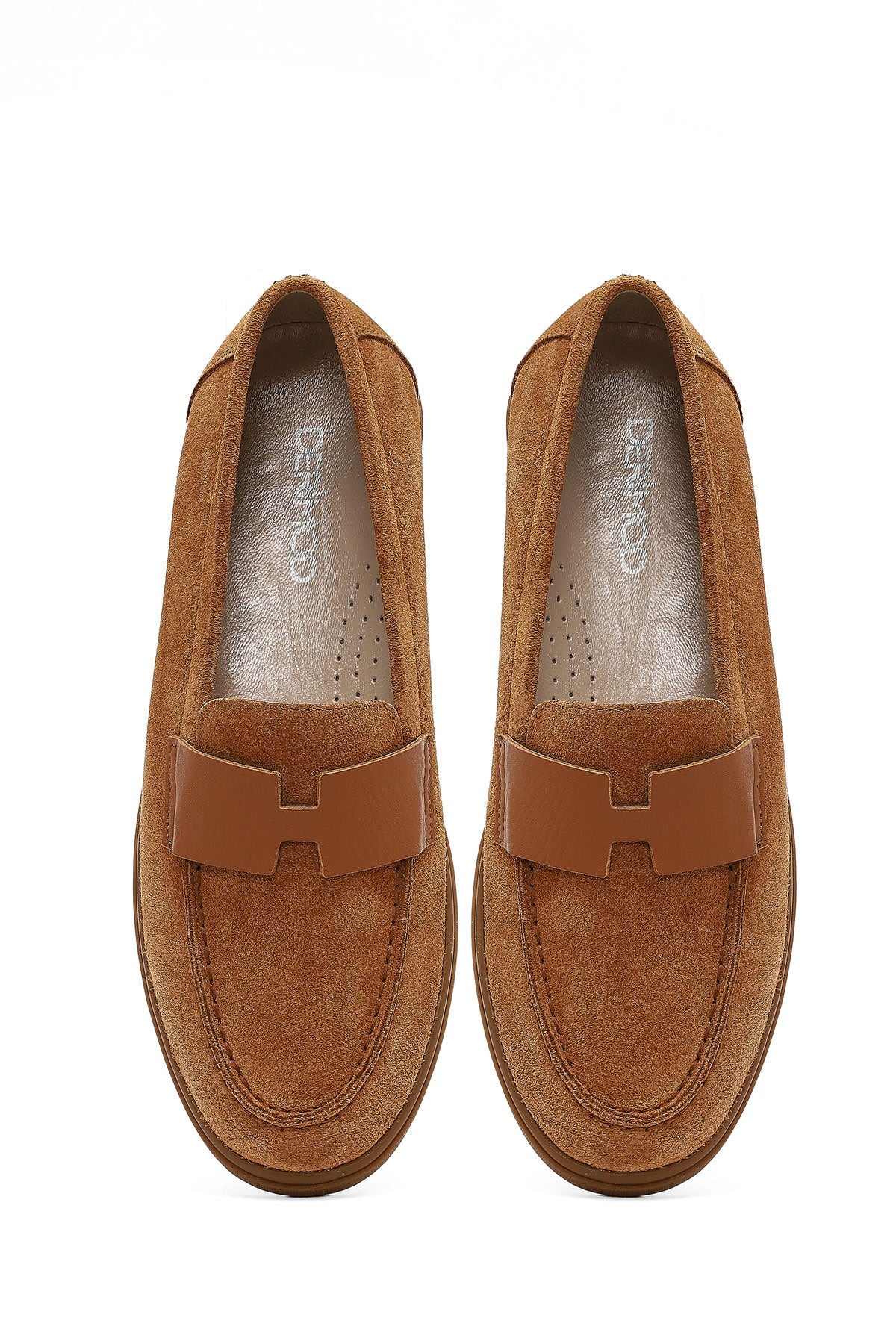 Kadın Taba Süet Deri Comfort Loafer
