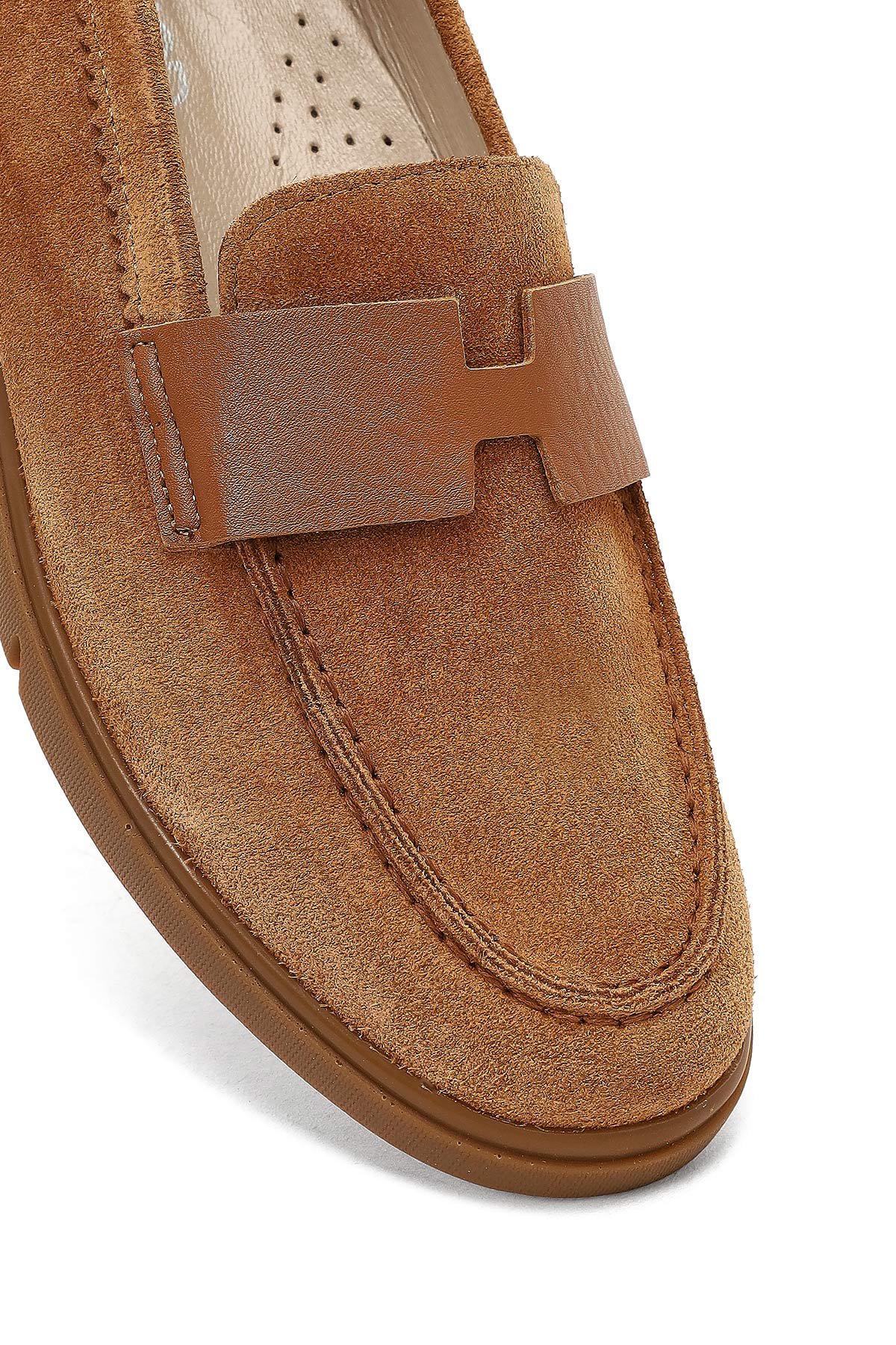 Kadın Taba Süet Deri Comfort Loafer