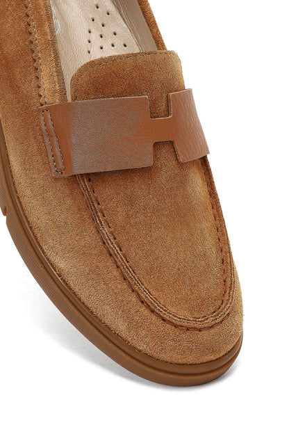 Kadın Taba Süet Deri Comfort Loafer