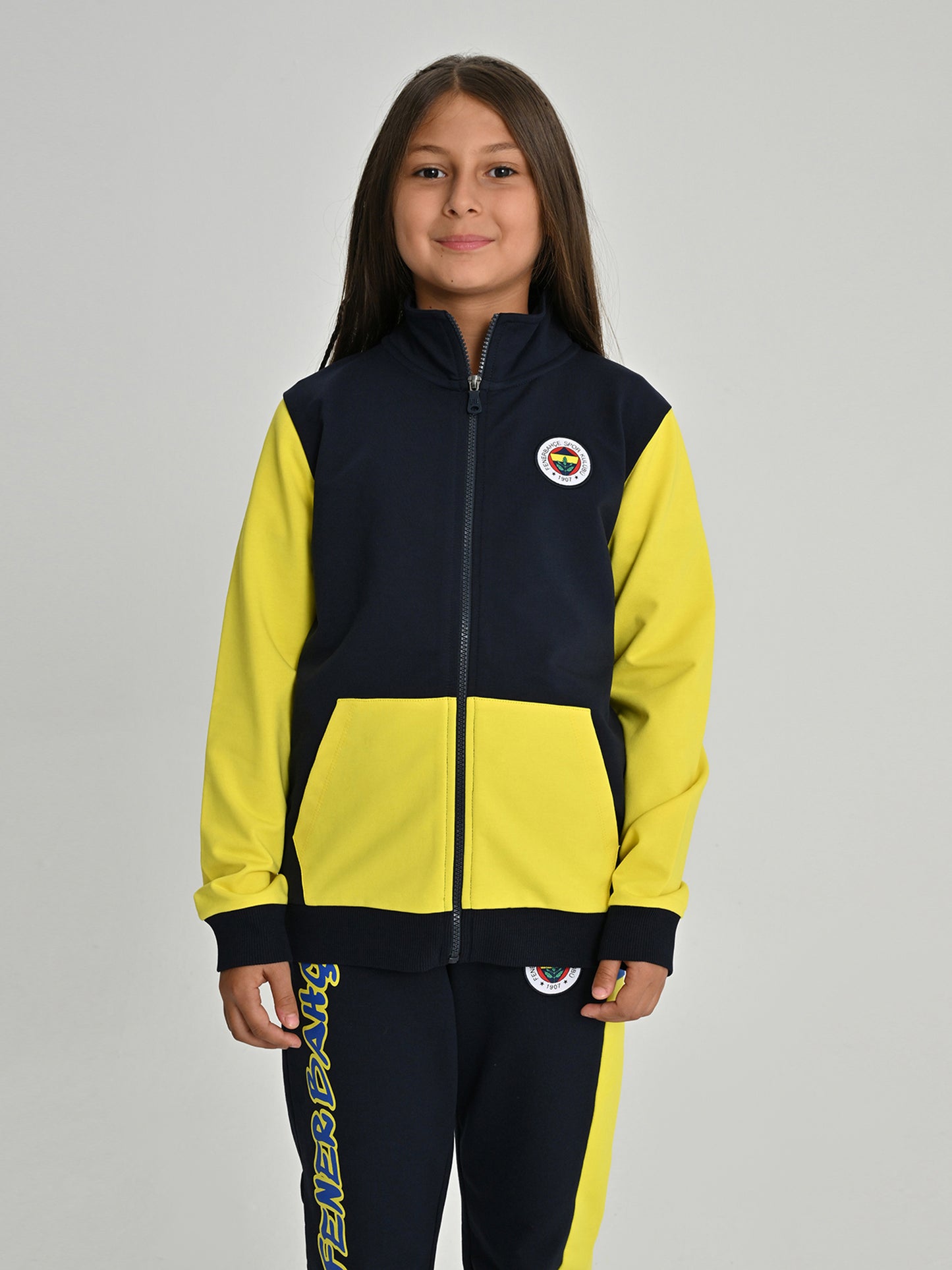 Fenerbahçe Sarı Lacivert Tribün Yapboz Detaylı Çocuk Sweatshirt
