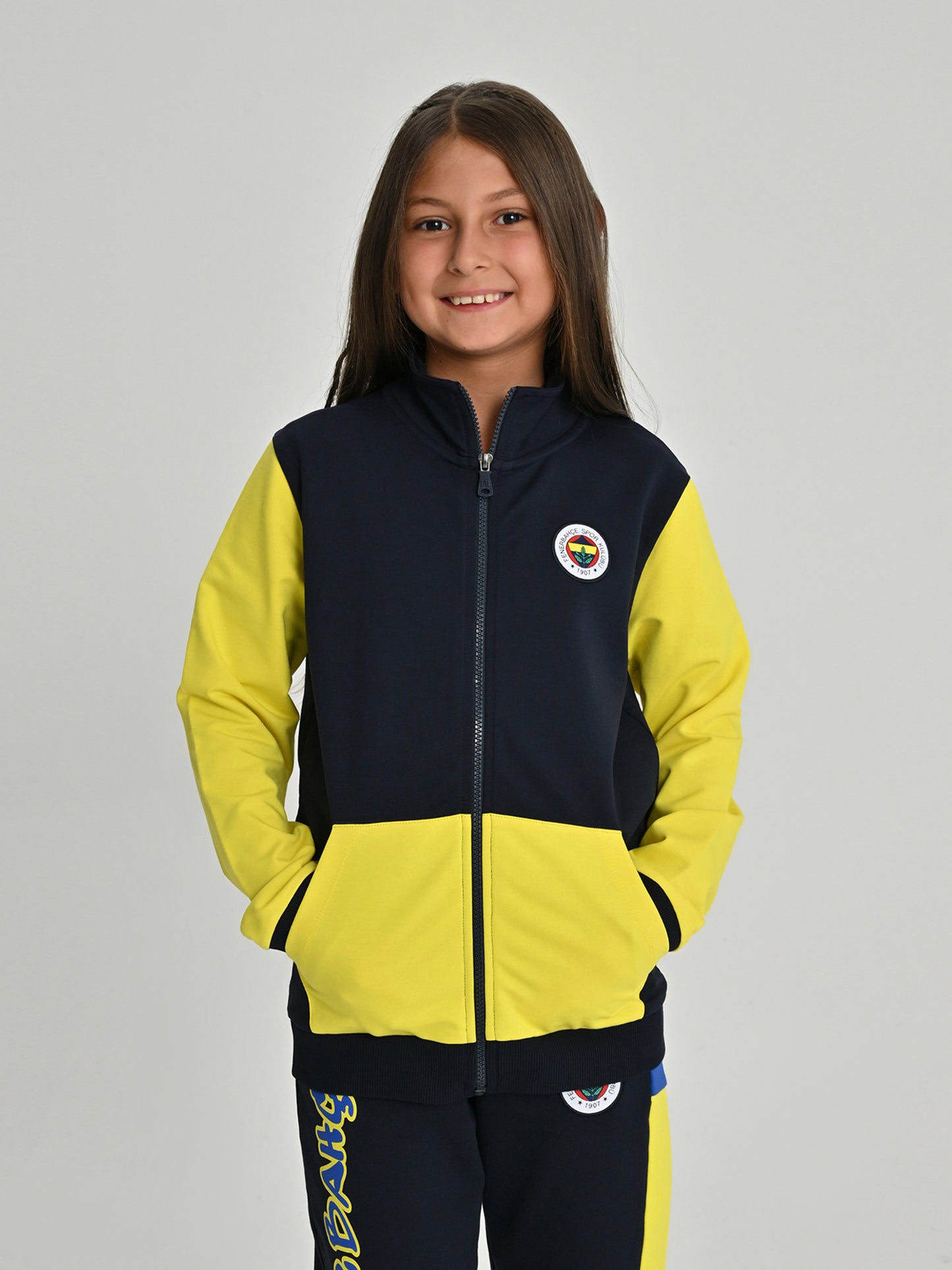 Fenerbahçe Sarı Lacivert Tribün Yapboz Detaylı Çocuk Sweatshirt