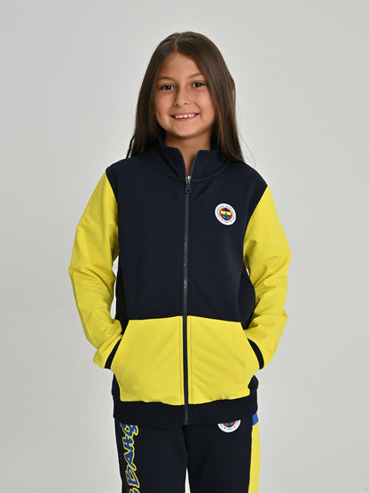 Fenerbahçe Sarı Lacivert Tribün Yapboz Detaylı Çocuk Sweatshirt