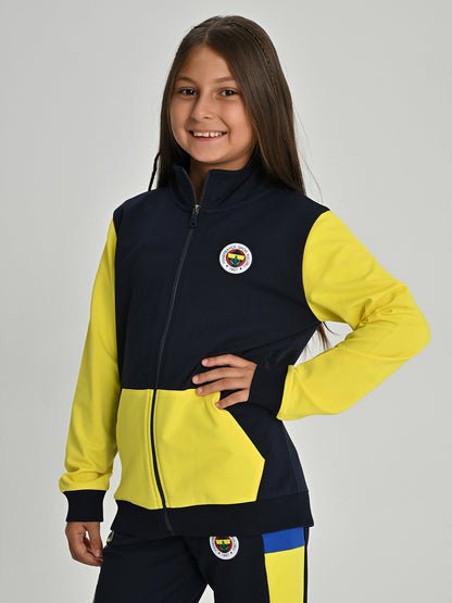 Fenerbahçe Sarı Lacivert Tribün Yapboz Detaylı Çocuk Sweatshirt