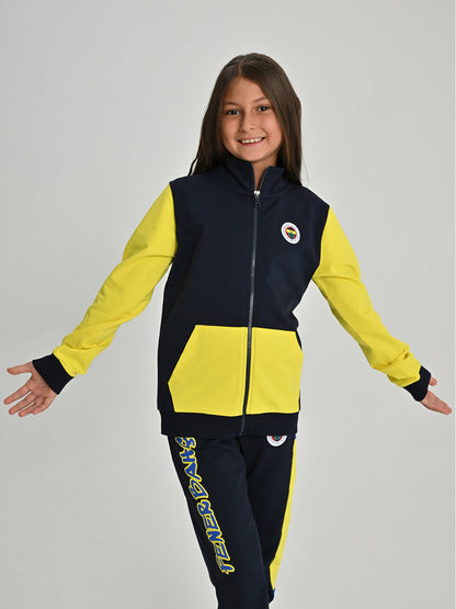 Fenerbahçe Sarı Lacivert Tribün Yapboz Detaylı Çocuk Sweatshirt