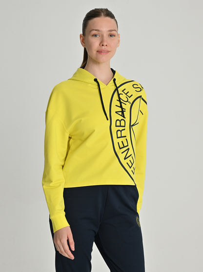 Fenerbahçe Sarı Tribün Tek Renk Logolu Kadın Sweatshirt