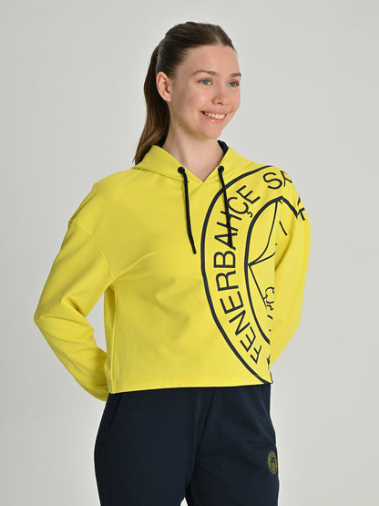 Fenerbahçe Sarı Tribün Tek Renk Logolu Kadın Sweatshirt