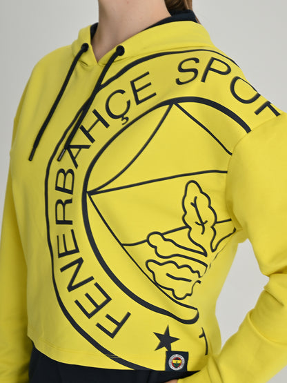 Fenerbahçe Sarı Tribün Tek Renk Logolu Kadın Sweatshirt
