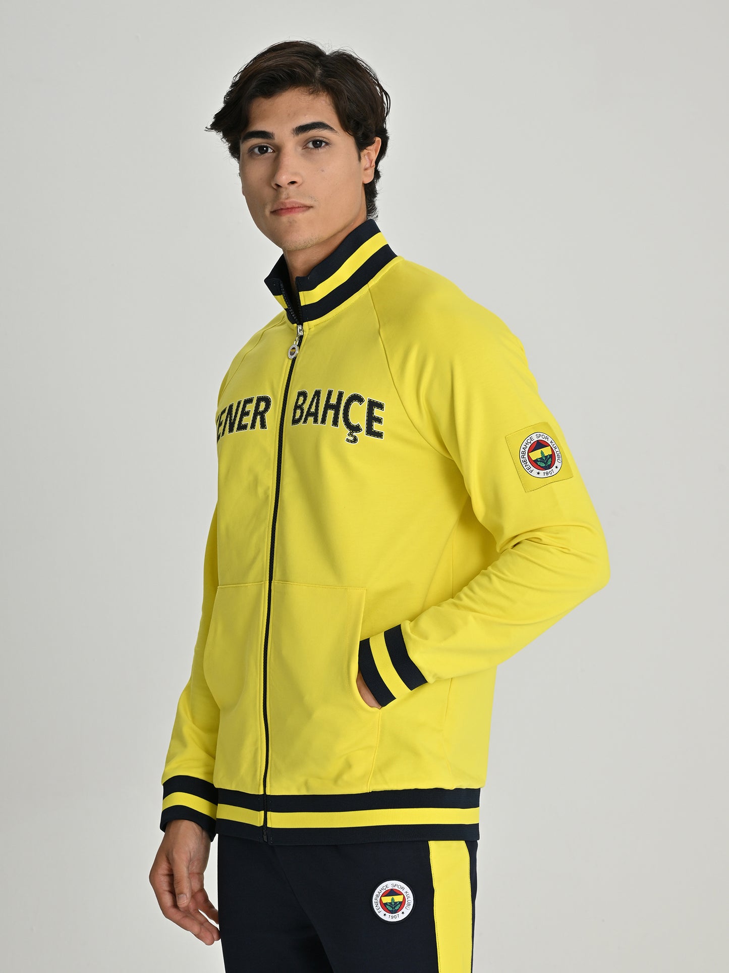 Fenerbahçe Sarı Tribün Arma Detay Erkek Sweatshirt