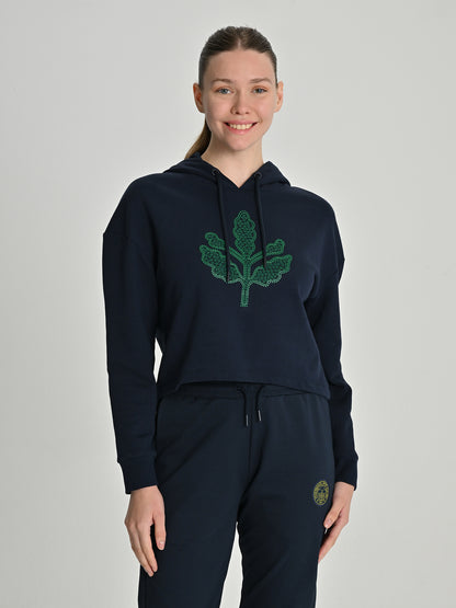 Fenerbahçe Lacivert Trend Enjeksiyon Baskı Palamut Kadın Sweatshirt
