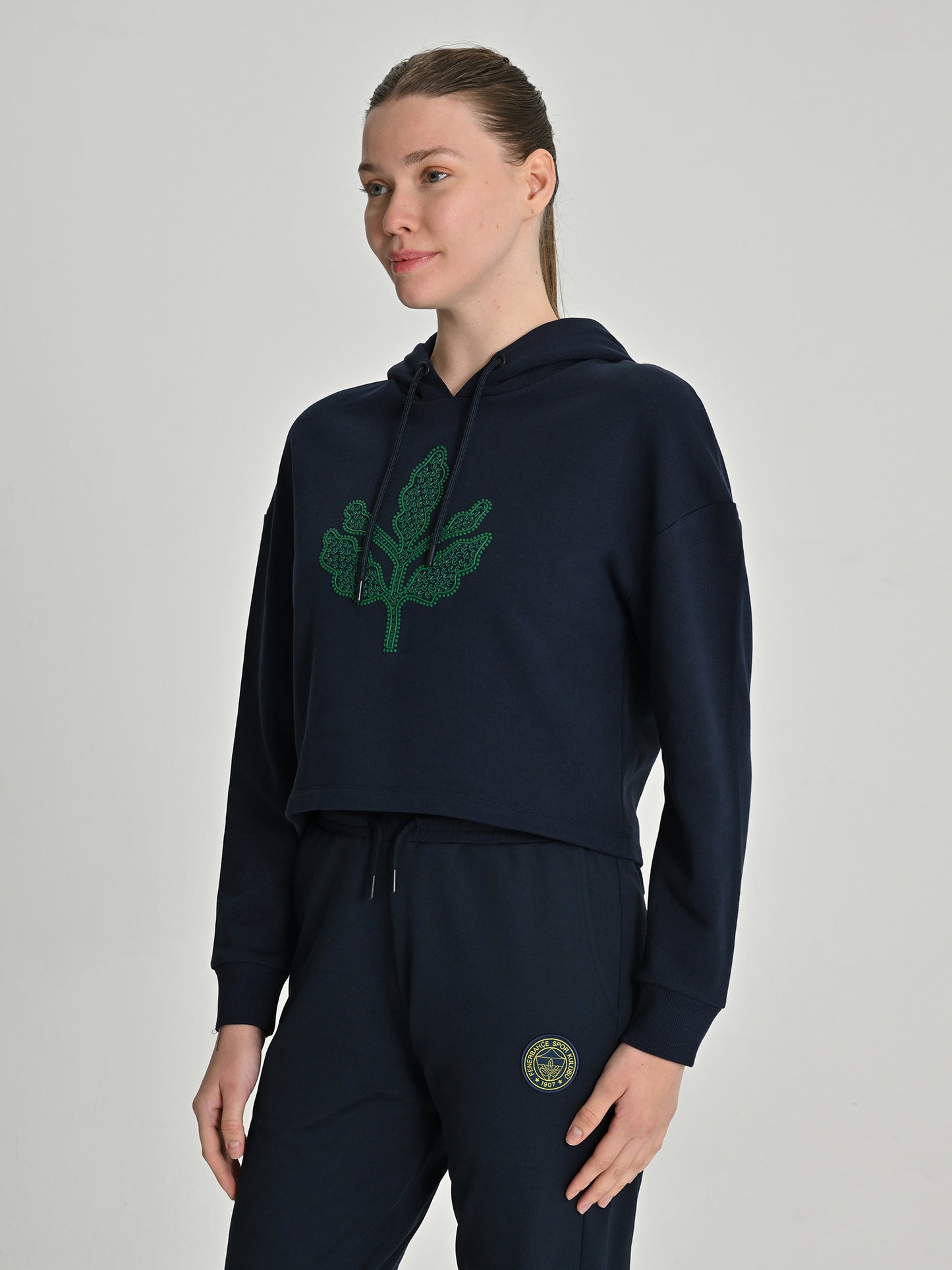 Fenerbahçe Lacivert Trend Enjeksiyon Baskı Palamut Kadın Sweatshirt