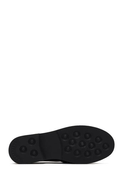 Kadın Siyah Tokalı Deri Loafer