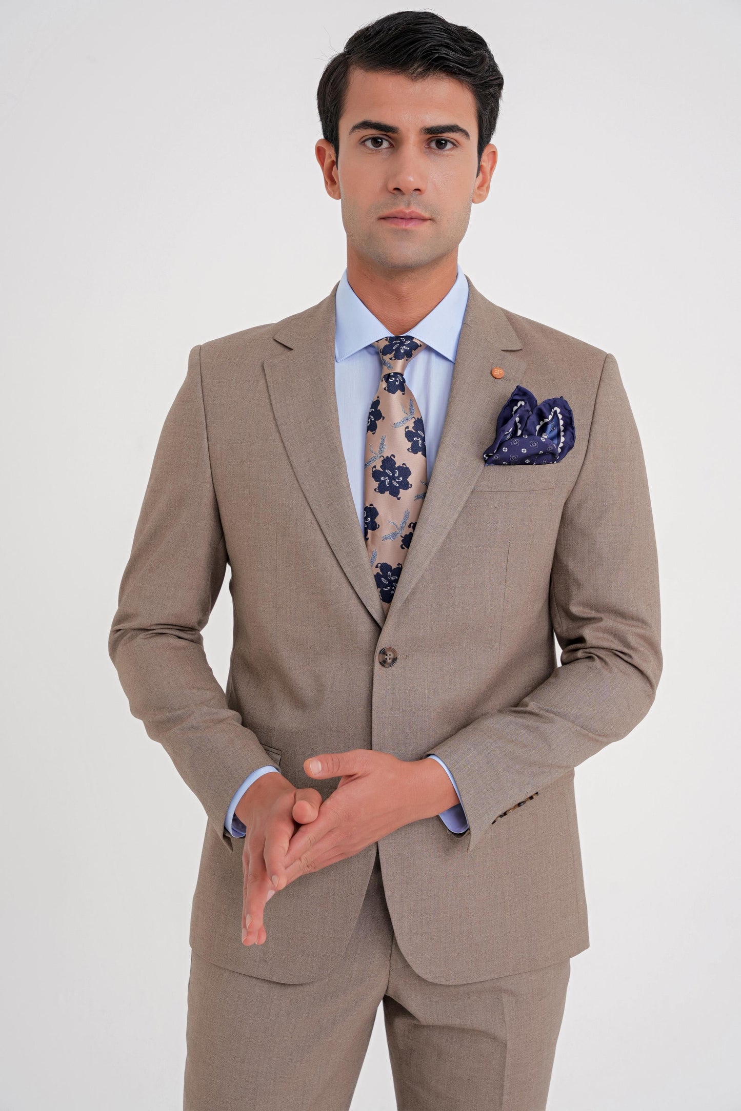 Slim Fit Çift Yırtmaç Esnek Yün Vizon Takım Elbise Tk 918