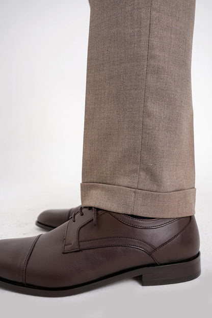 Slim Fit Çift Yırtmaç Esnek Yün Vizon Takım Elbise Tk 918