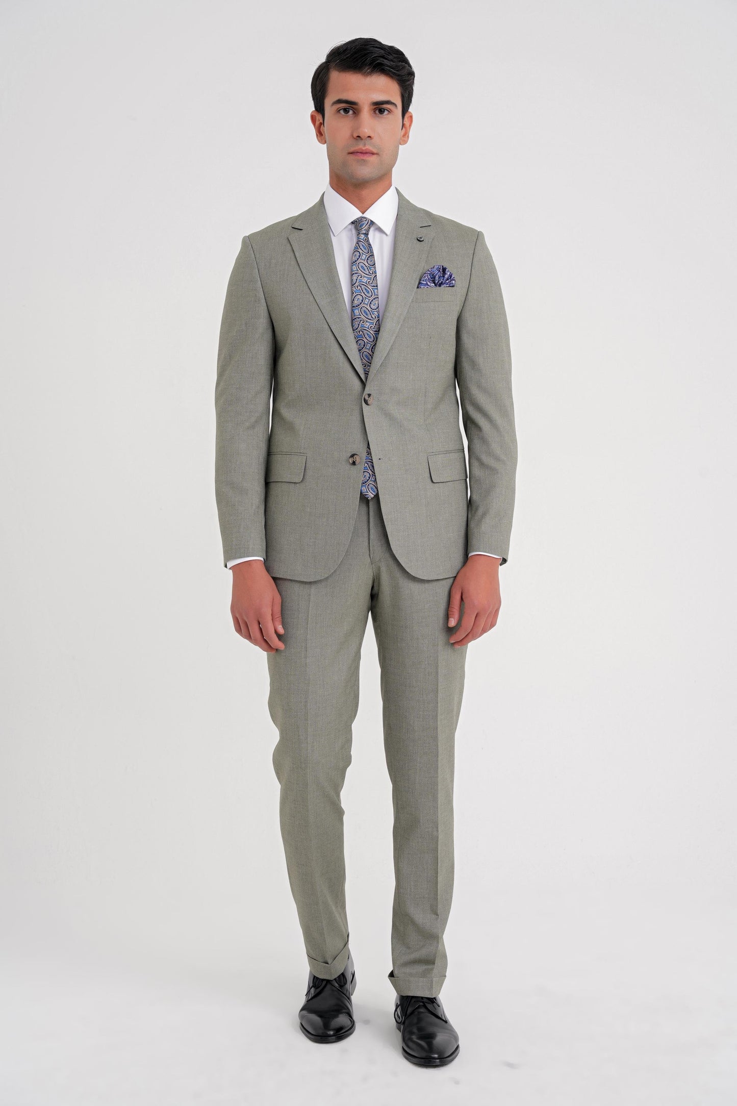 Slim Fit Çift Yırtmaç Esnek Yün Nefti Takım Elbise Tk 918