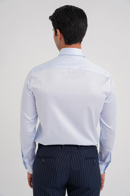Slim Fit %100 Pamuk Non Iron Kumaş Klasik Mavi Gömlek Gk 734