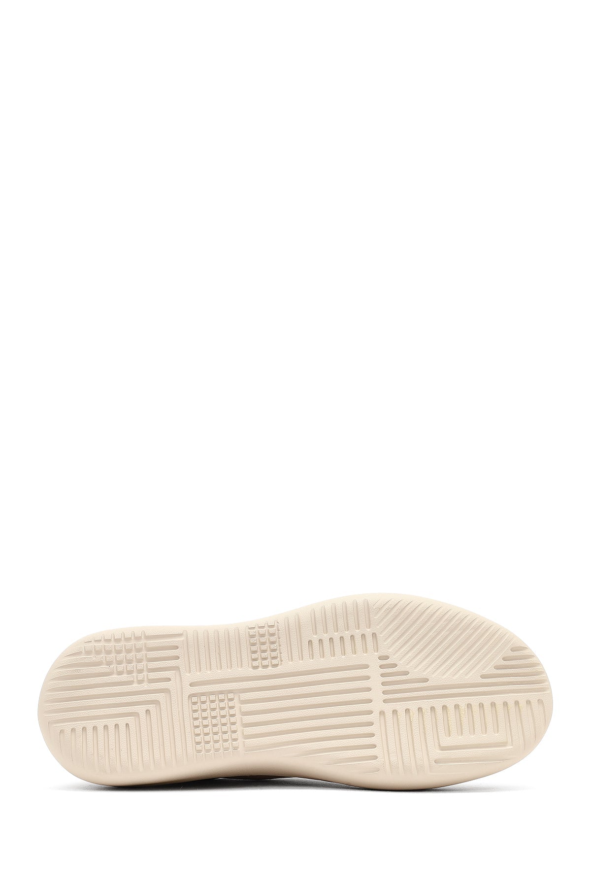 Kadın Bej Bağcıklı Kalın Tabanlı Deri Sneaker