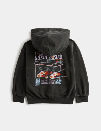 Grafik Baskılı Kapüşonlu Sweatshirt